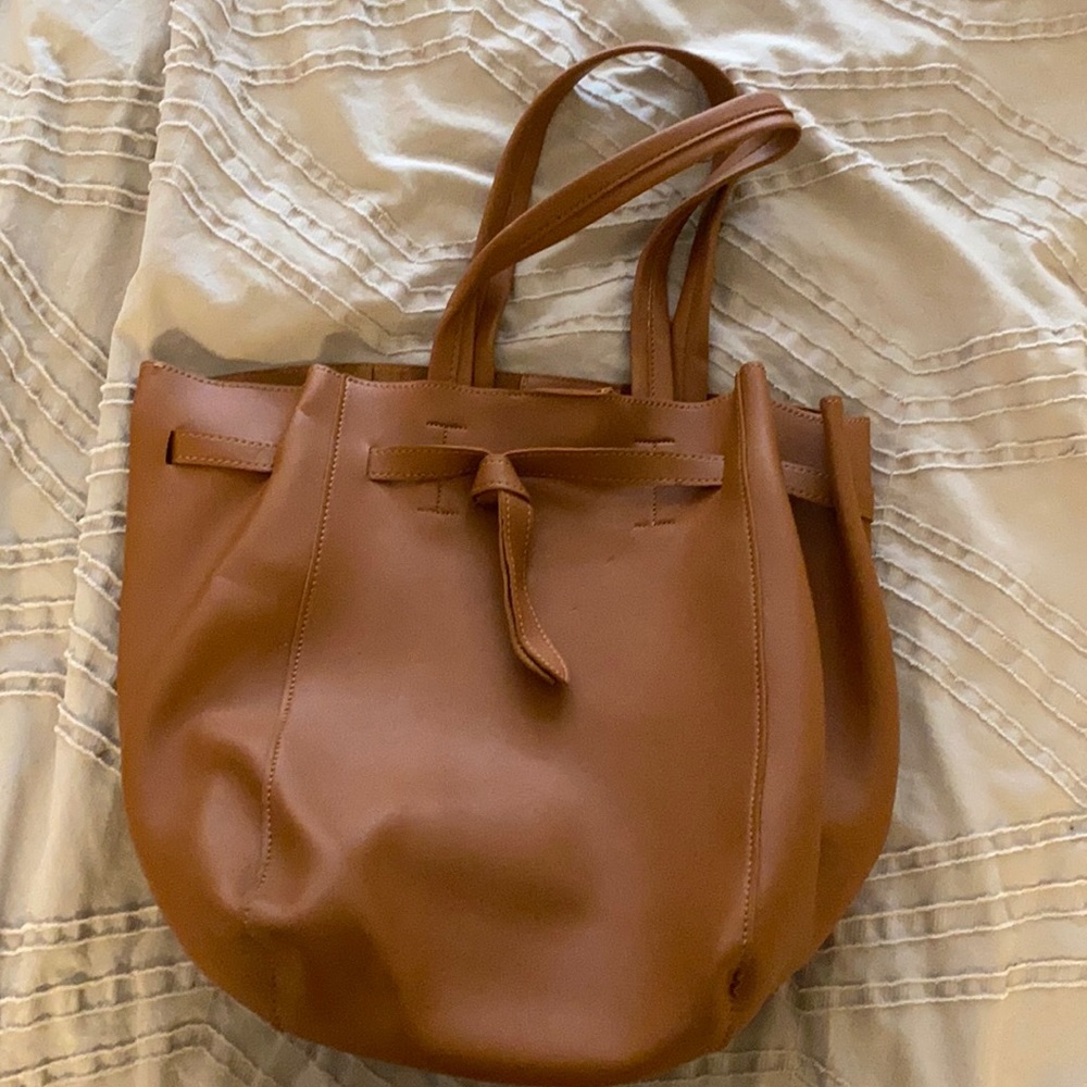 Melie Bianco Vegan Leather Tan Tote bag